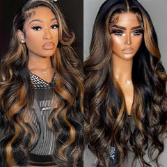 Durgio Ombre Highlight 13x6 lace-front wig close-up shows a natural scalp and seamless blend.