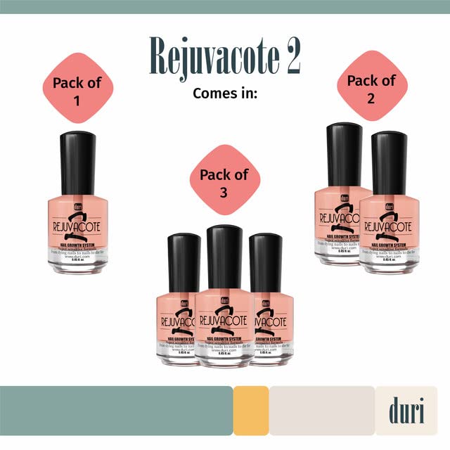 Duri Rejuvacote 2 ingredients include hydrolyzed wheat and soy proteins for nail strength.