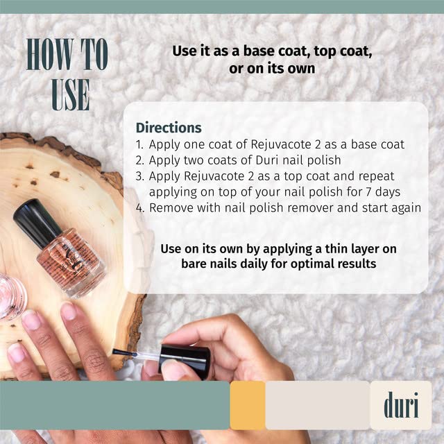 Duri Rejuvacote 2 two coats alone illustrating full-coverage repair routine.