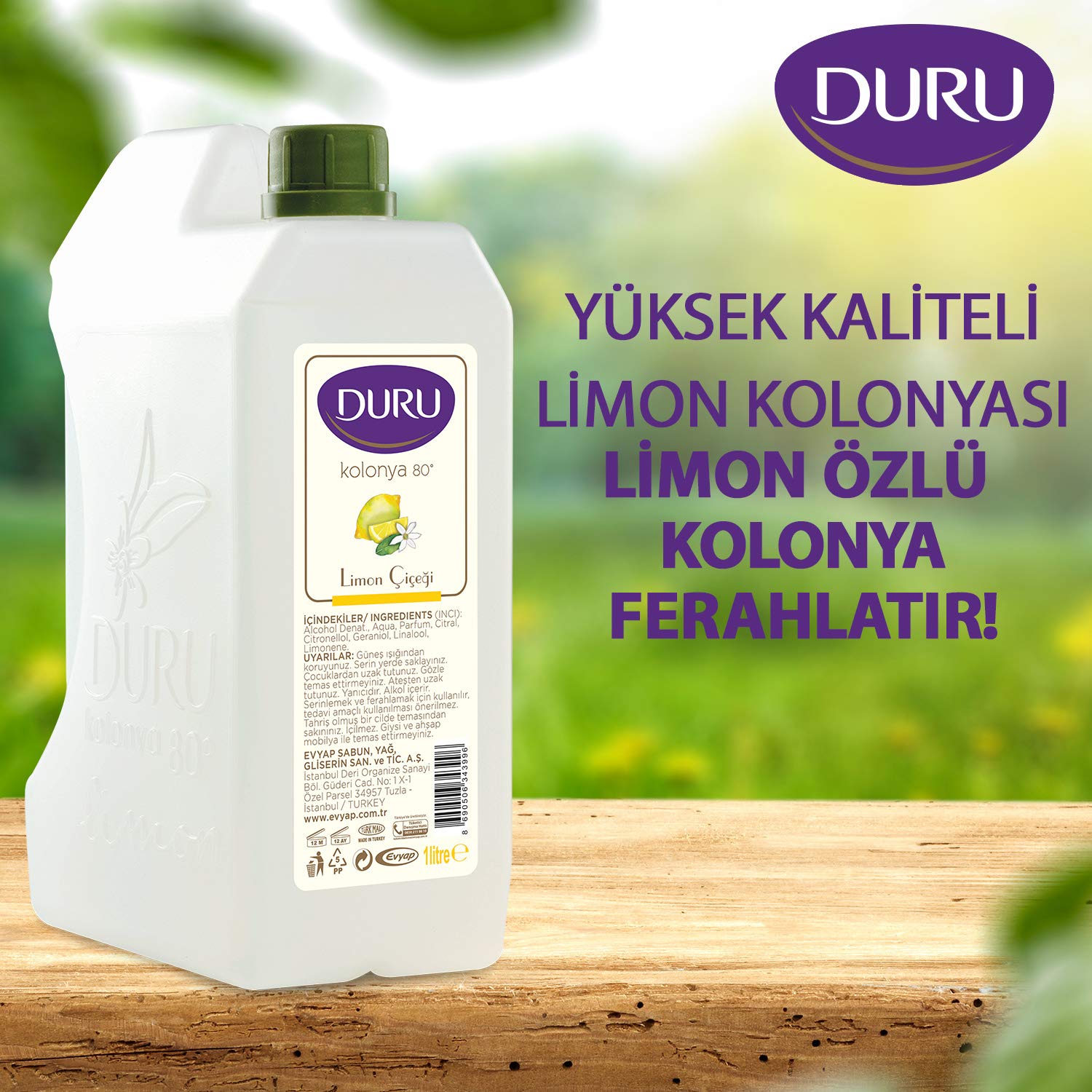 Duru Lemon Cologne label close-up highlights branding and daily durability