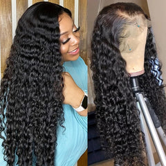 Durya Deep Wave lace front wig 20 inches length offers versatile styling.