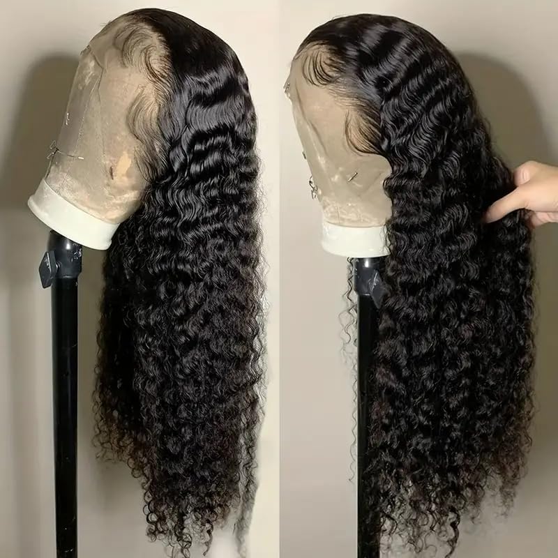 Durya Deep Wave lace front wig 220 density appears full and lush.