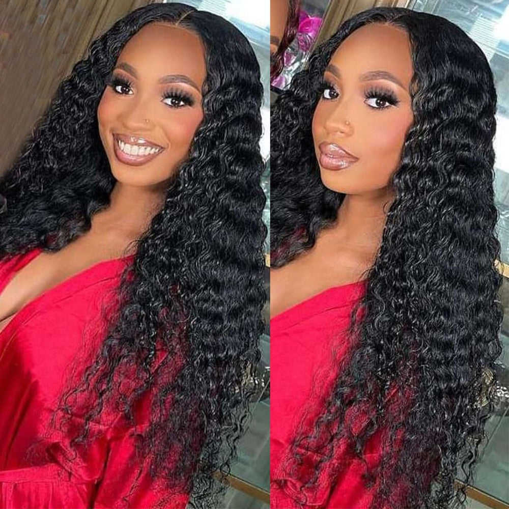Durya Deep Wave lace front wig cap construction with adjustable straps for secure fit.