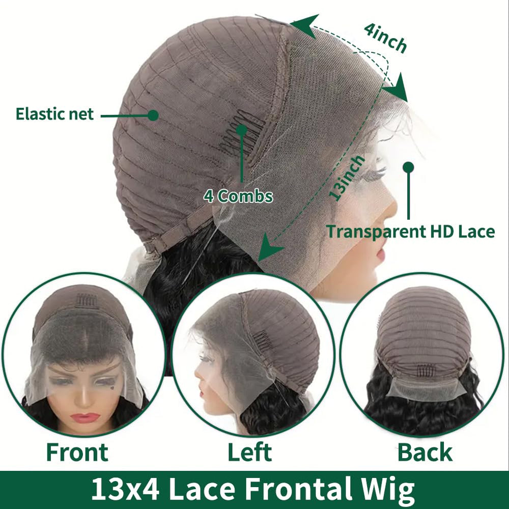 Durya Deep Wave lace front wig hd lace ensures discreet parting.