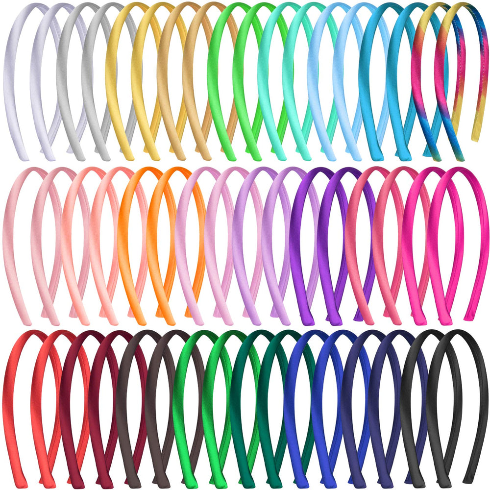 Duufin 50-piece satin headbands collection shows versatile color options for styling.