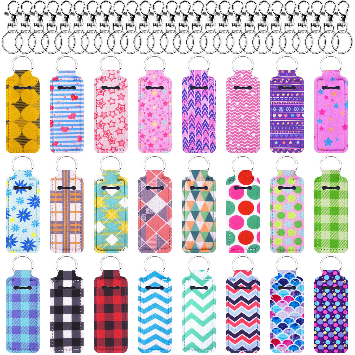 Duufin chapstick holder keychain with colorful patterns for quick purse access.