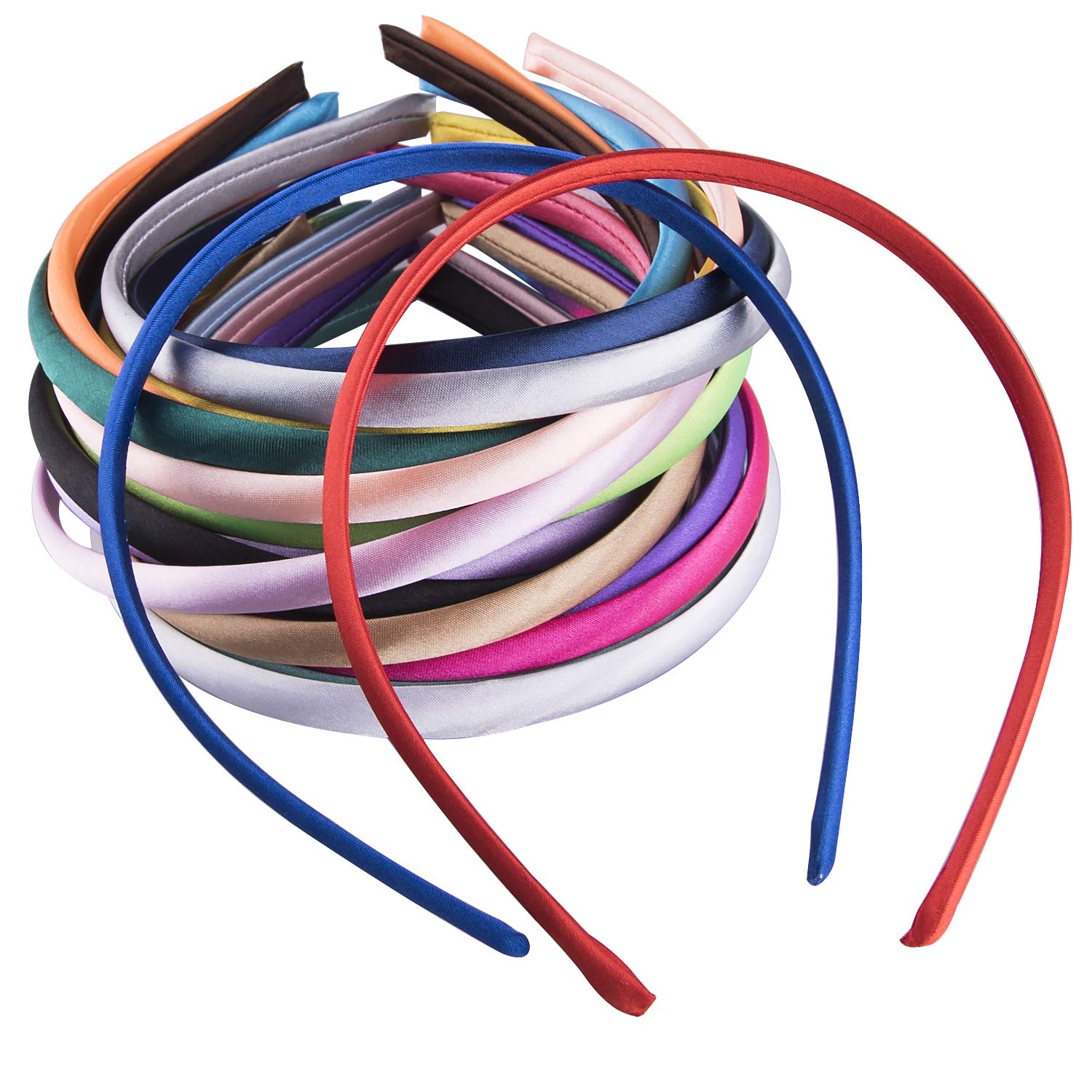 Duufin satin headbands colorful flatlay for easy styling and color coordination.