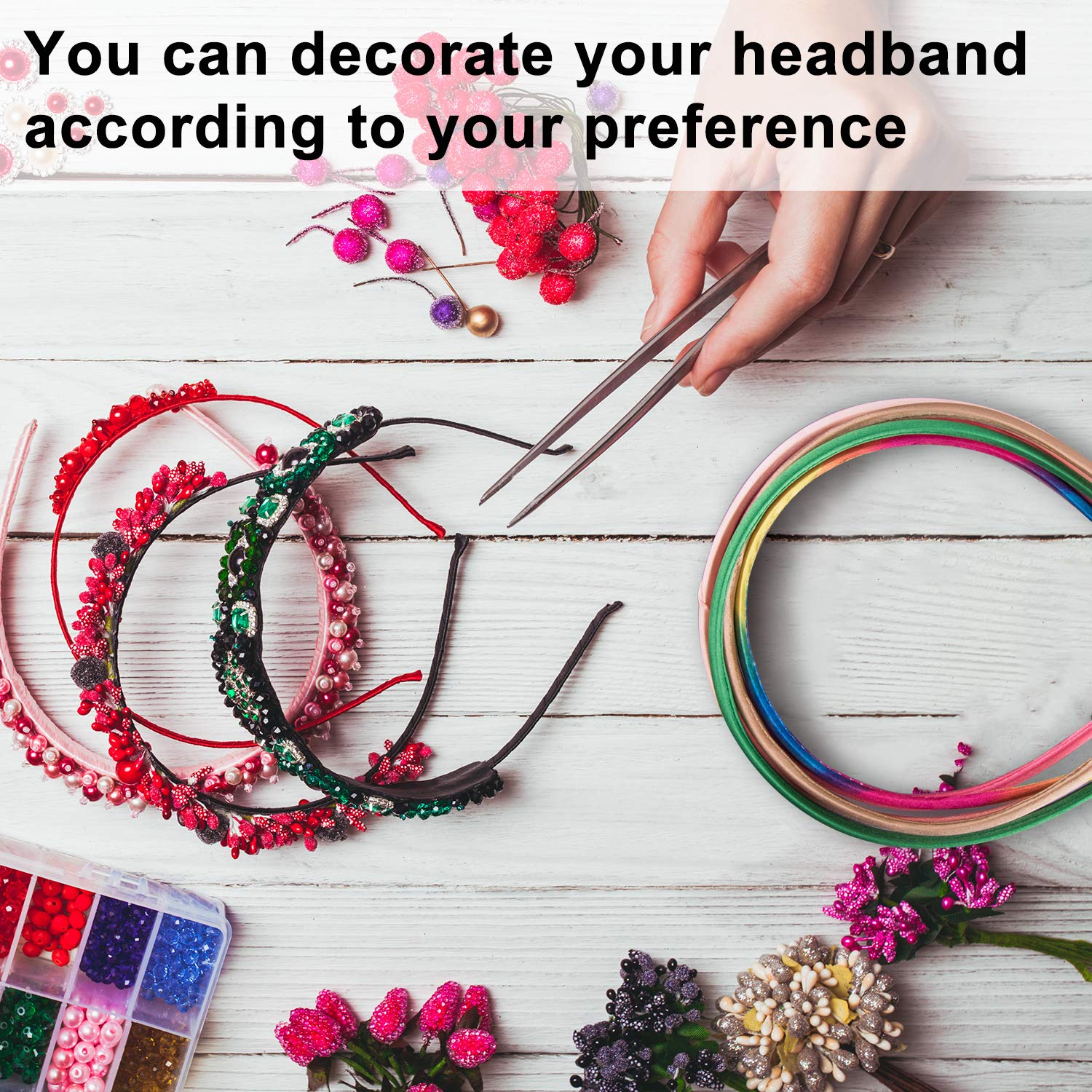 Duufin satin headbands decoration-ready scene, ready for bows or flowers customization.