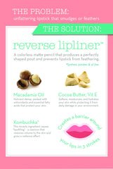 DuWop Reverse Lipliner matte finish keeps lipstick in place for a clean look.