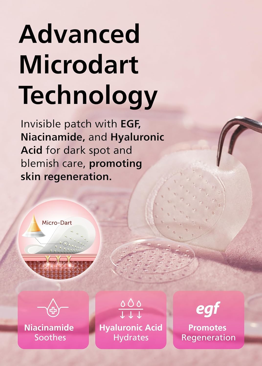 DWEasyDerm patch with secure adhesive stays in place on skin.