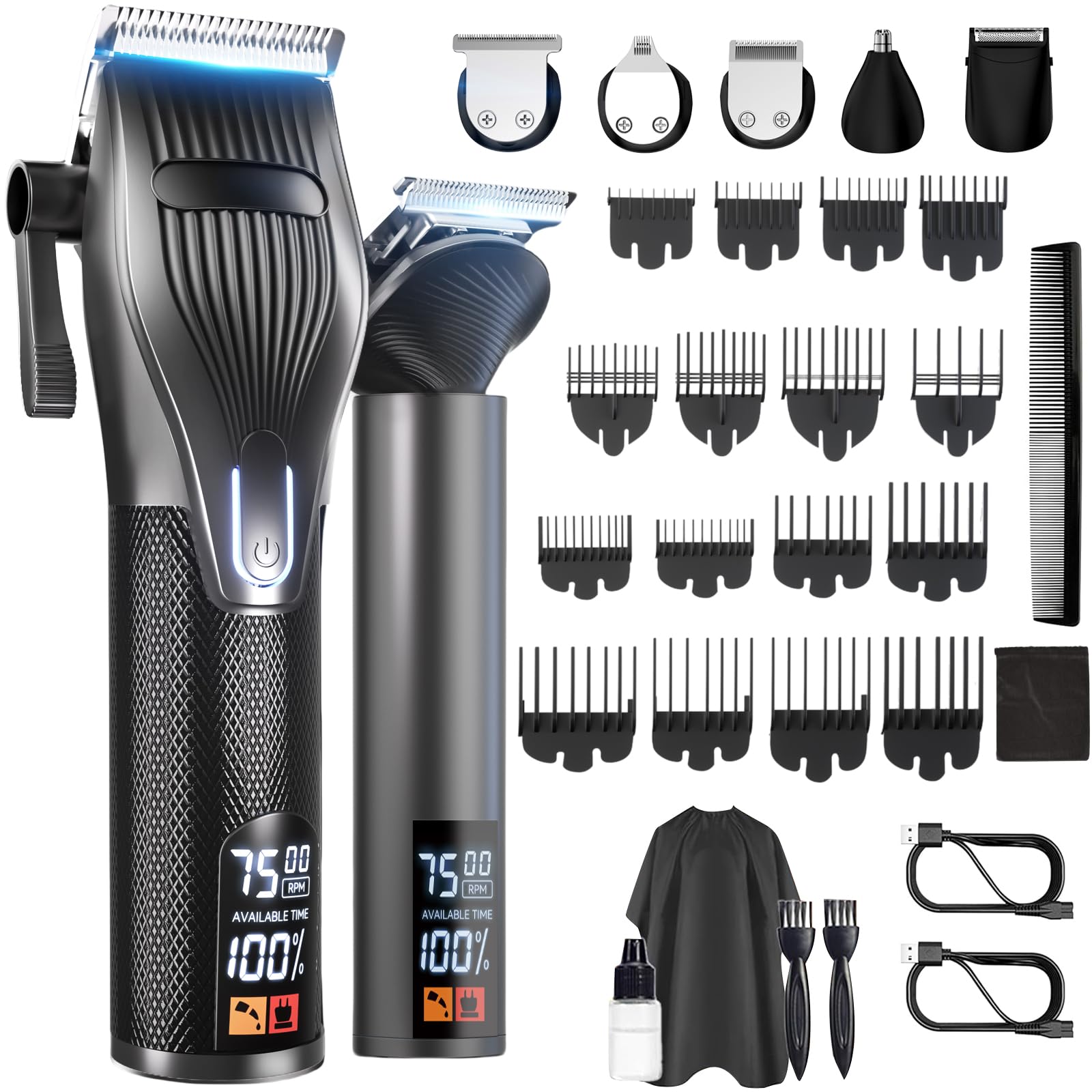 Dyflexifurn hair clipper packaging shows all-in-one grooming kit for home use