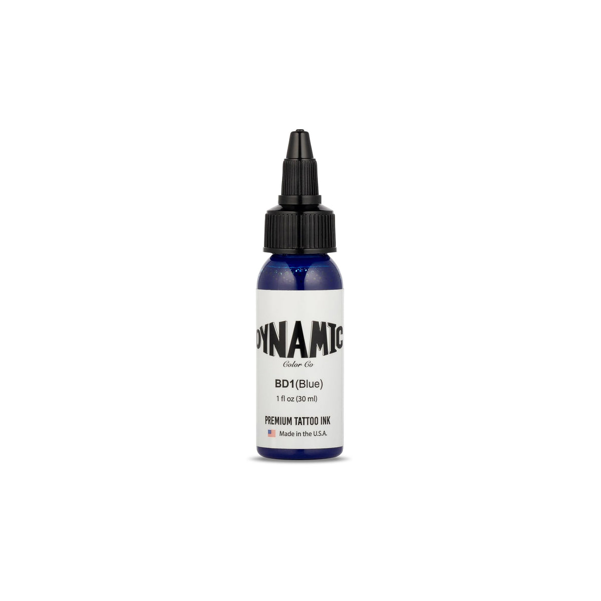 Dynamic Color Co blue tattoo ink bottle delivering vivid pigment for precise line work