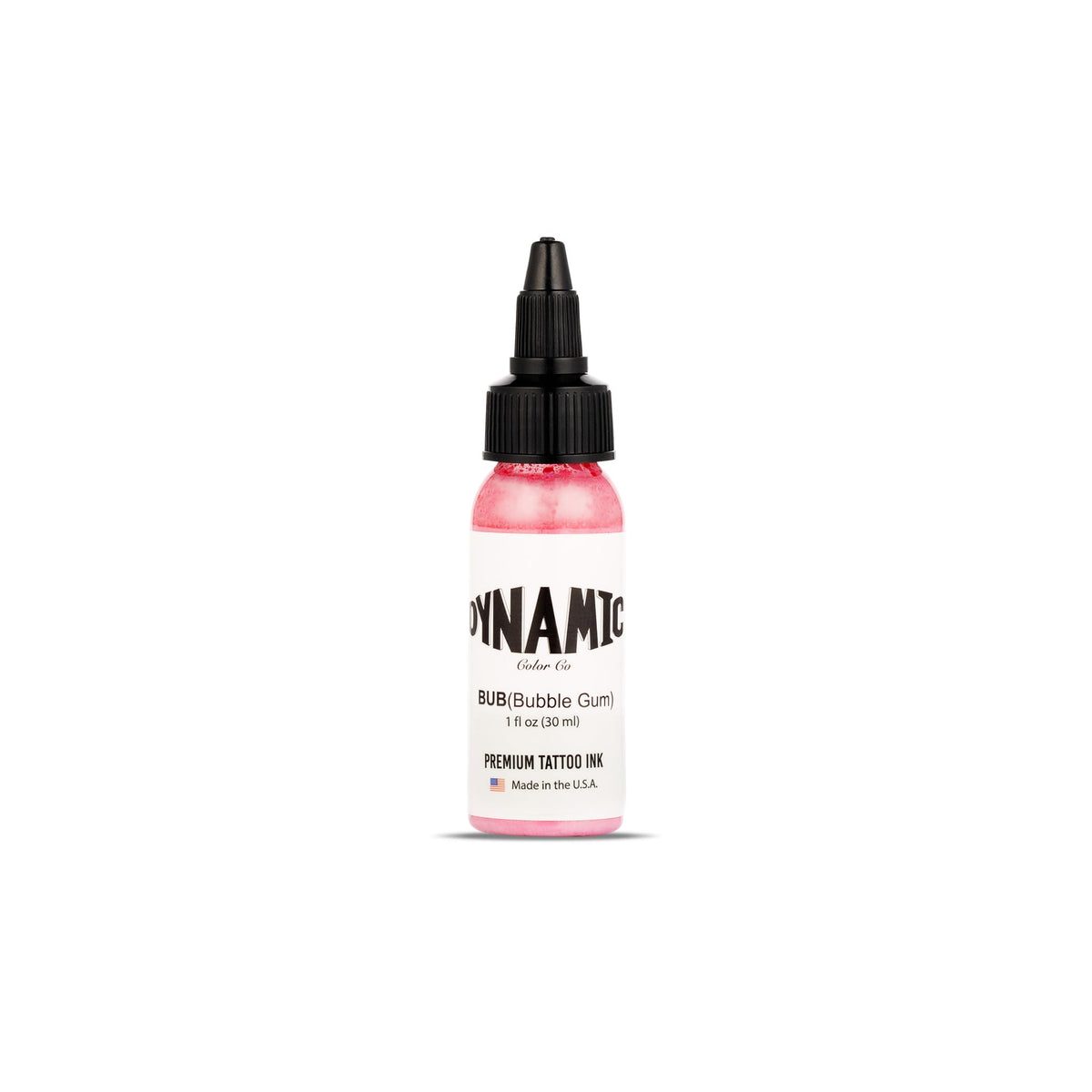 Dynamic Color Co bubble gum tattoo ink bottle shows vivid pigment for sharp details.