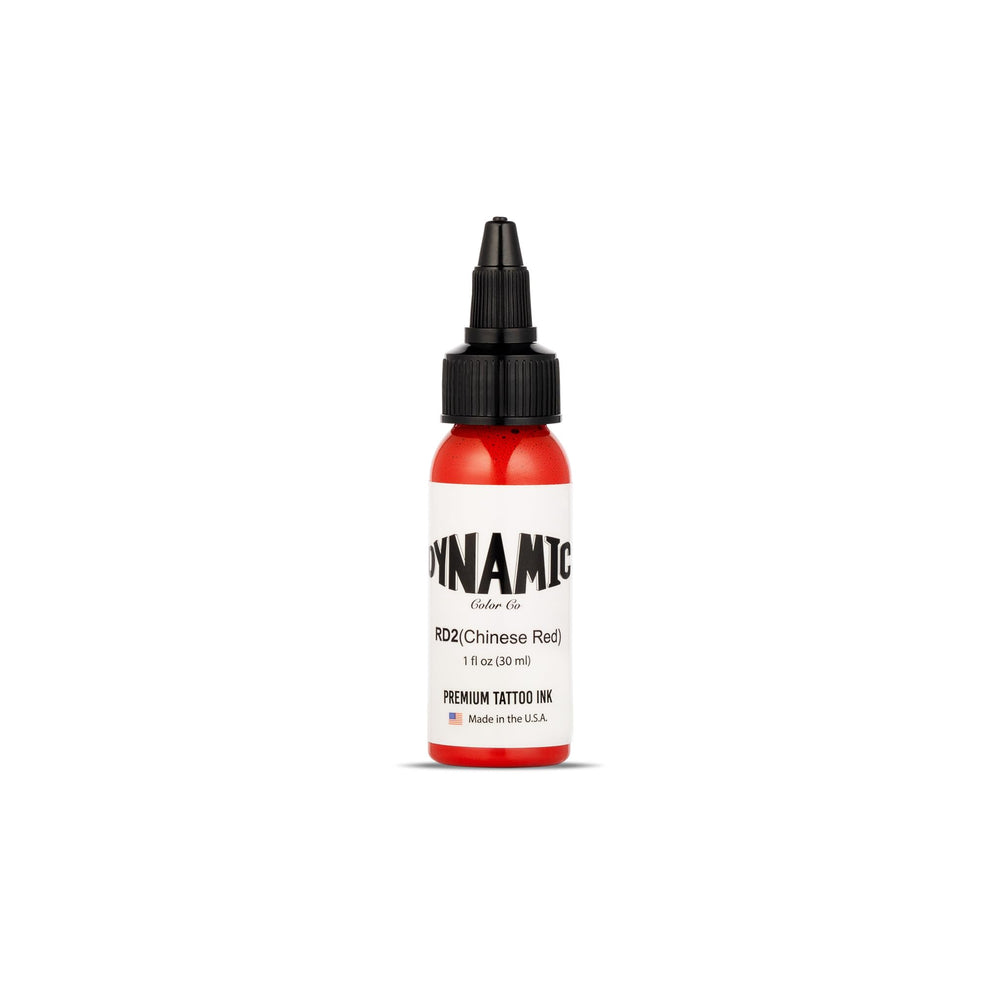 Dynamic Color Co Chinese Red tattoo ink bottle with vibrant pigment for detailed work