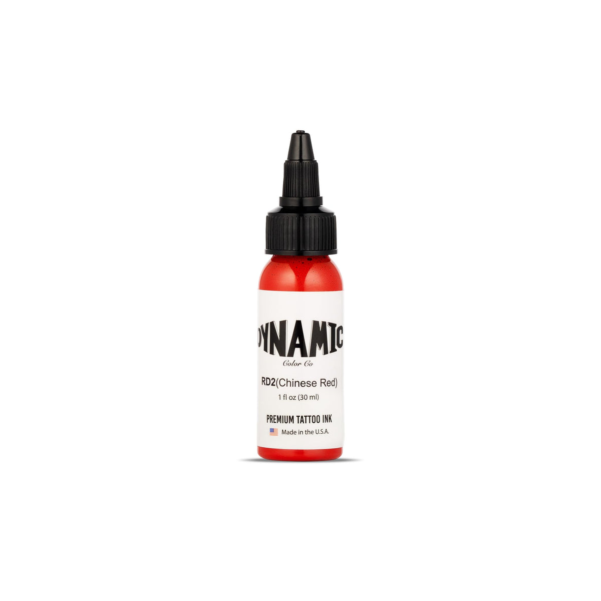 Dynamic Color Co Chinese Red tattoo ink bottle with vibrant pigment for detailed work