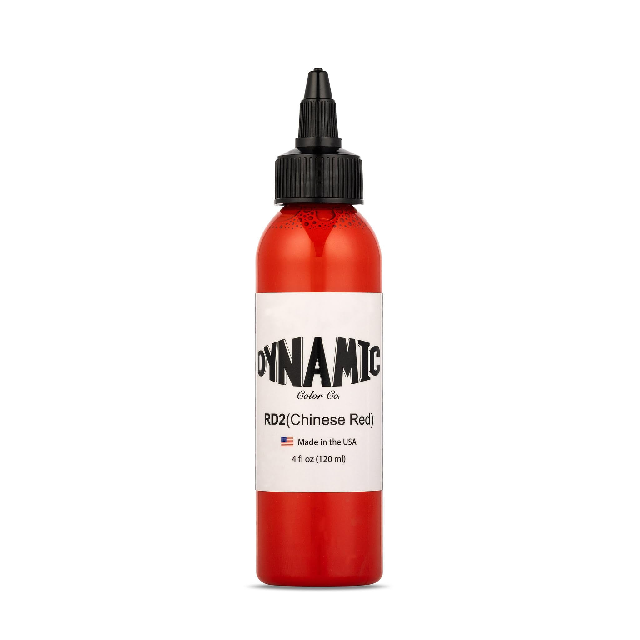 Dynamic Color Co Chinese Red 4oz bottle showing vibrant pigment for crisp outlines