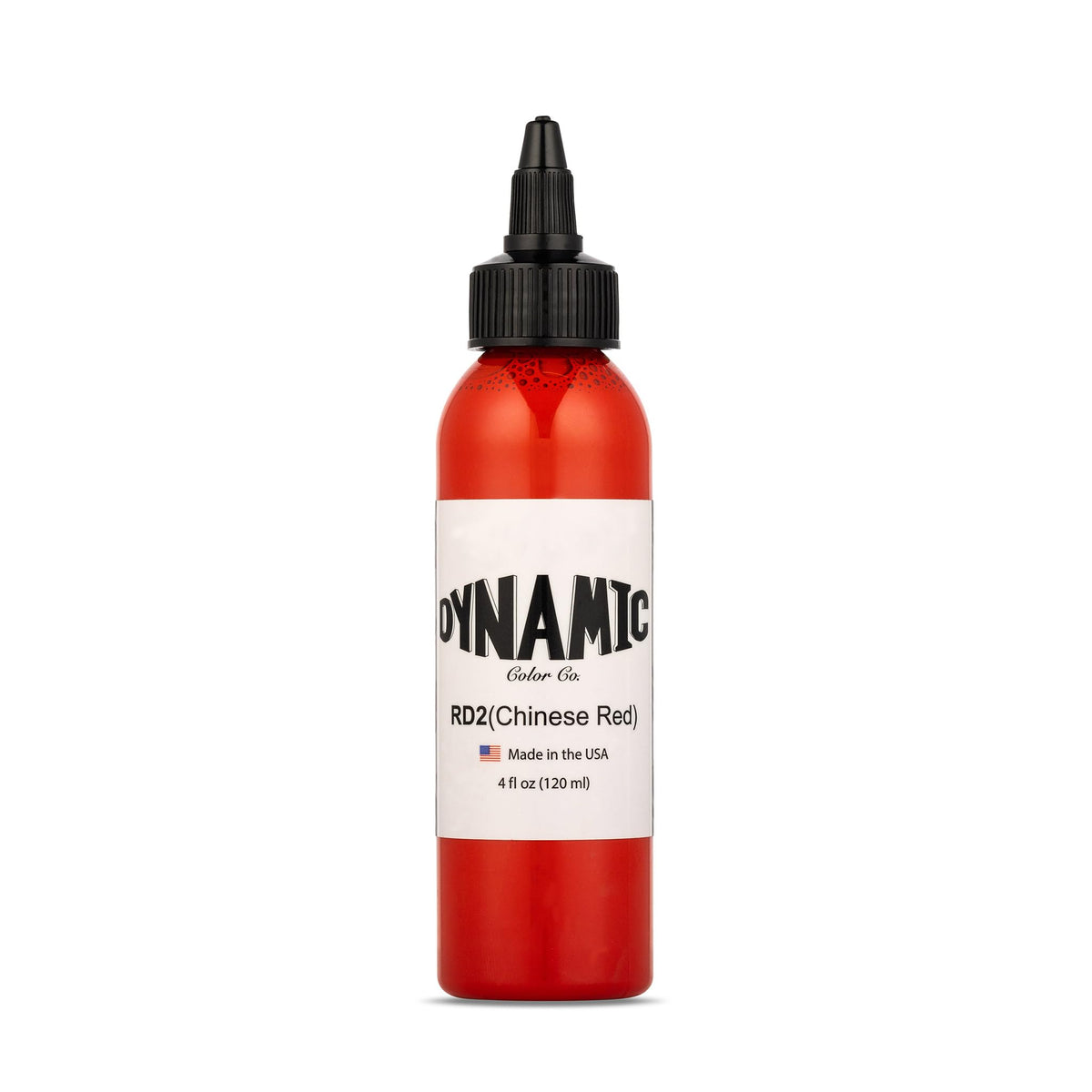 Dynamic Color Co Chinese Red 4oz bottle showing vibrant pigment for crisp outlines