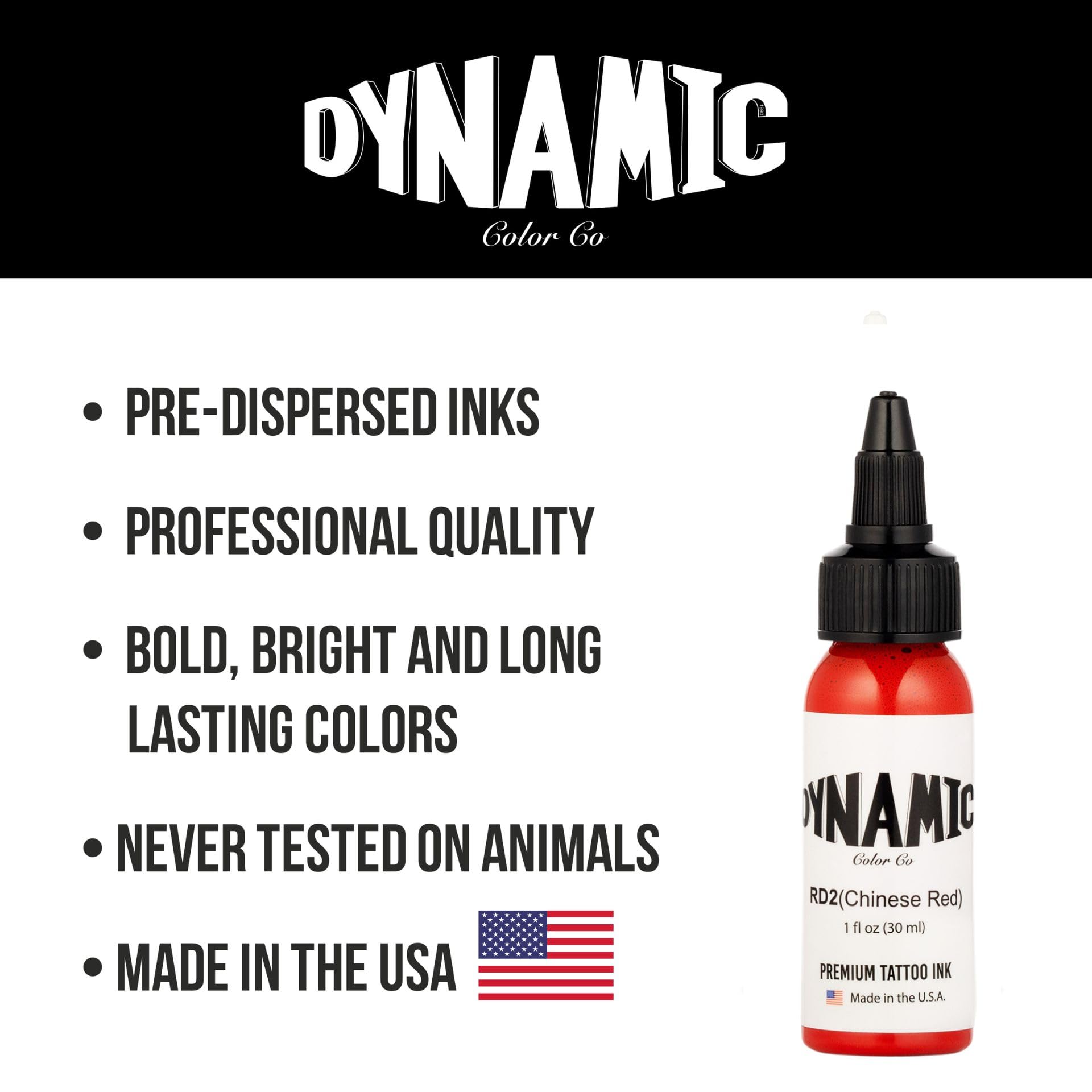 Dynamic Color Co Chinese Red tattoo ink in studio setup for vibrant, reliable results