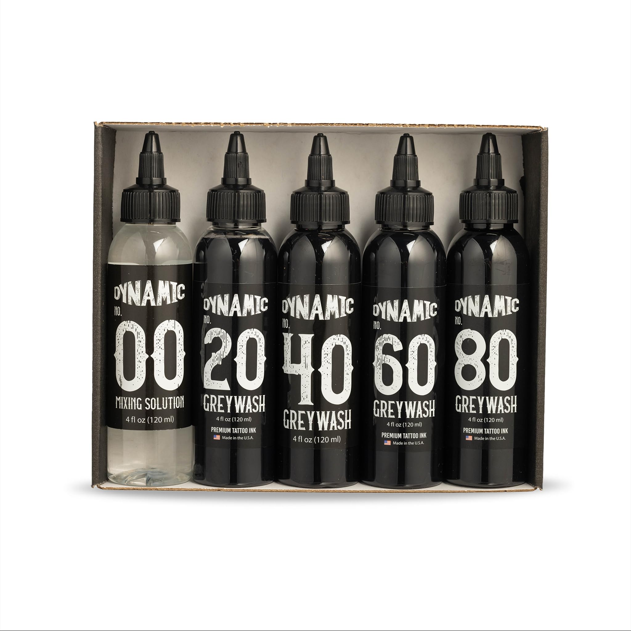 Dynamic Color Co greywash shades collection showcases vibrant, consistent tones for lasting tattoos.