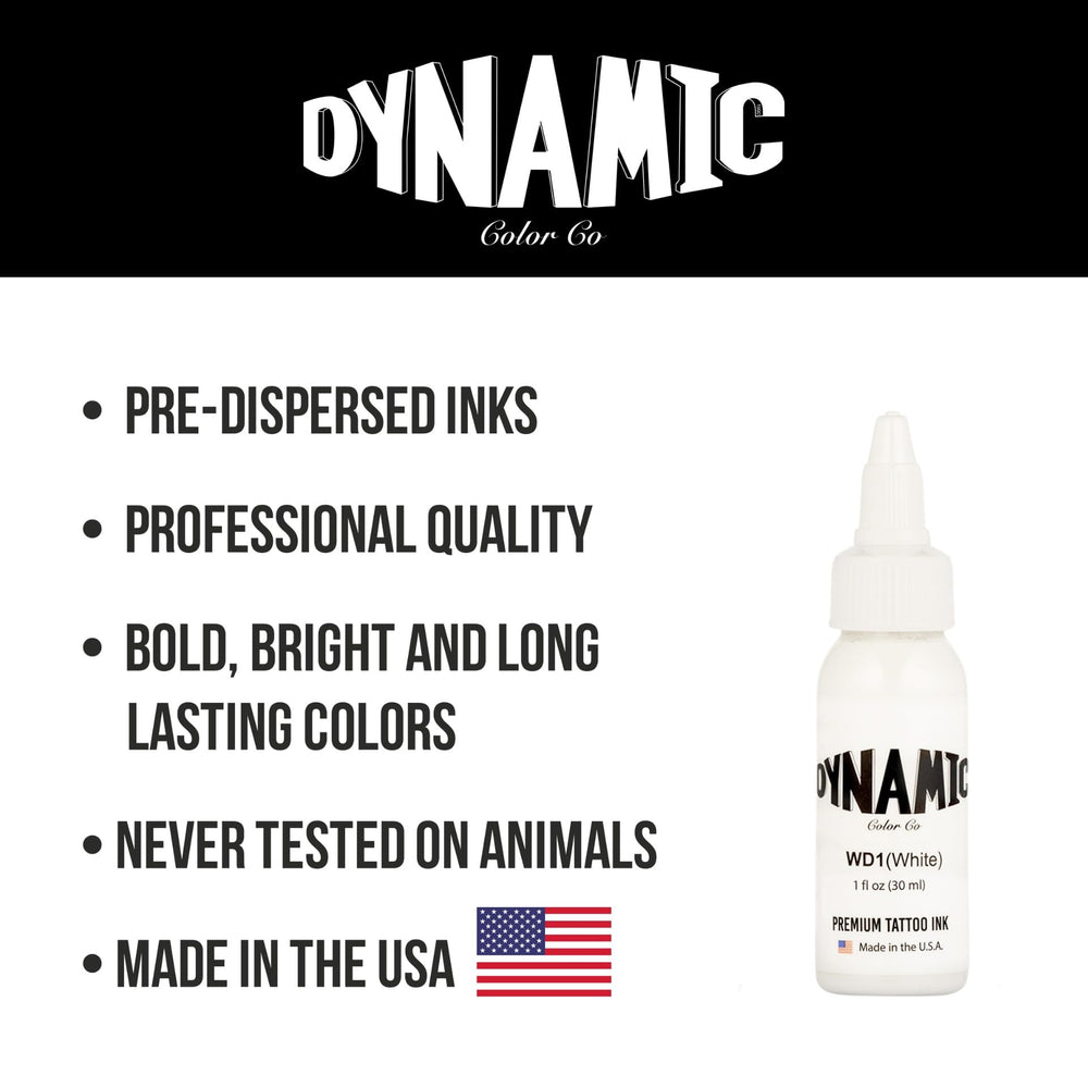 Dynamic Color Co made in USA tattoo ink bottle signals trusted American craftsmanship.