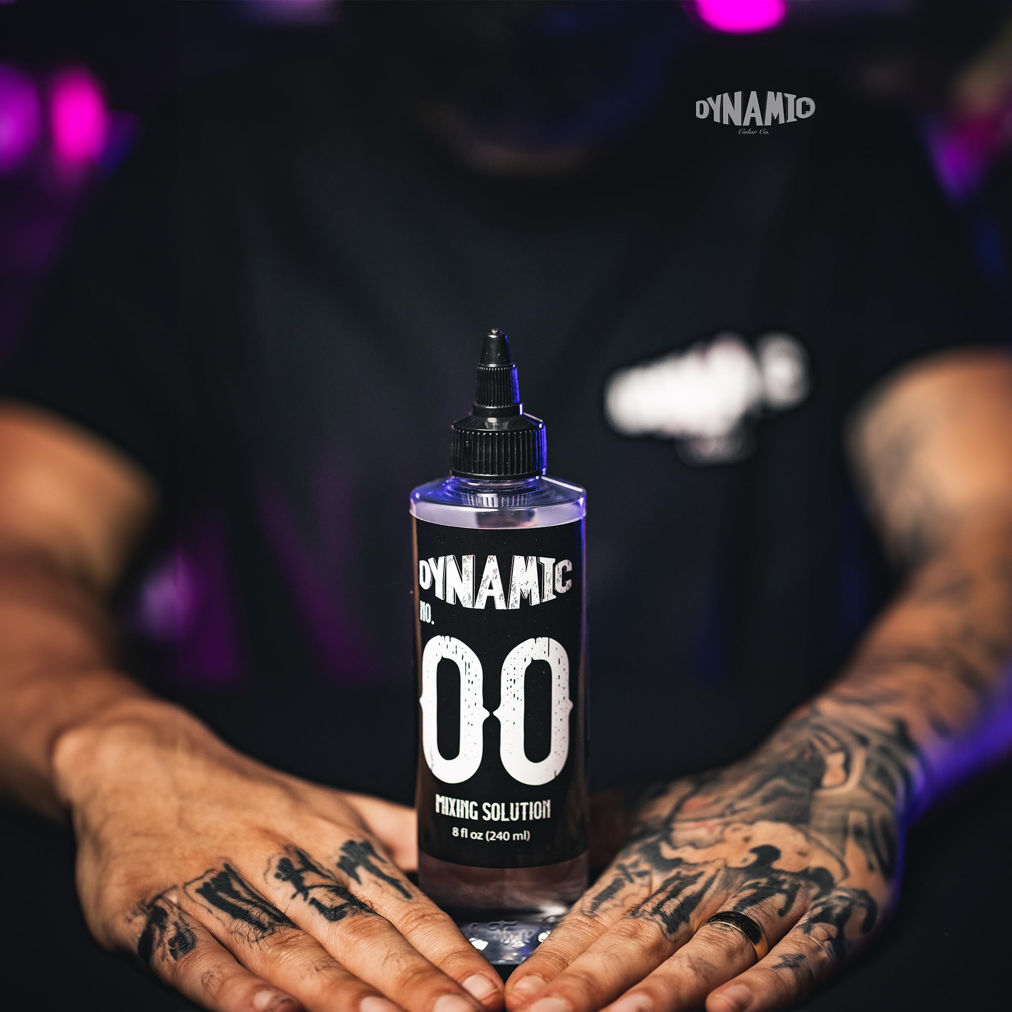 Dynamic Color Co No. 00 mixing solution ingredients close-up emphasizes purity and safety