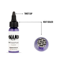 Dynamic Color Co packaging shows sterile seal and anti-counterfeiting labels for authenticity.