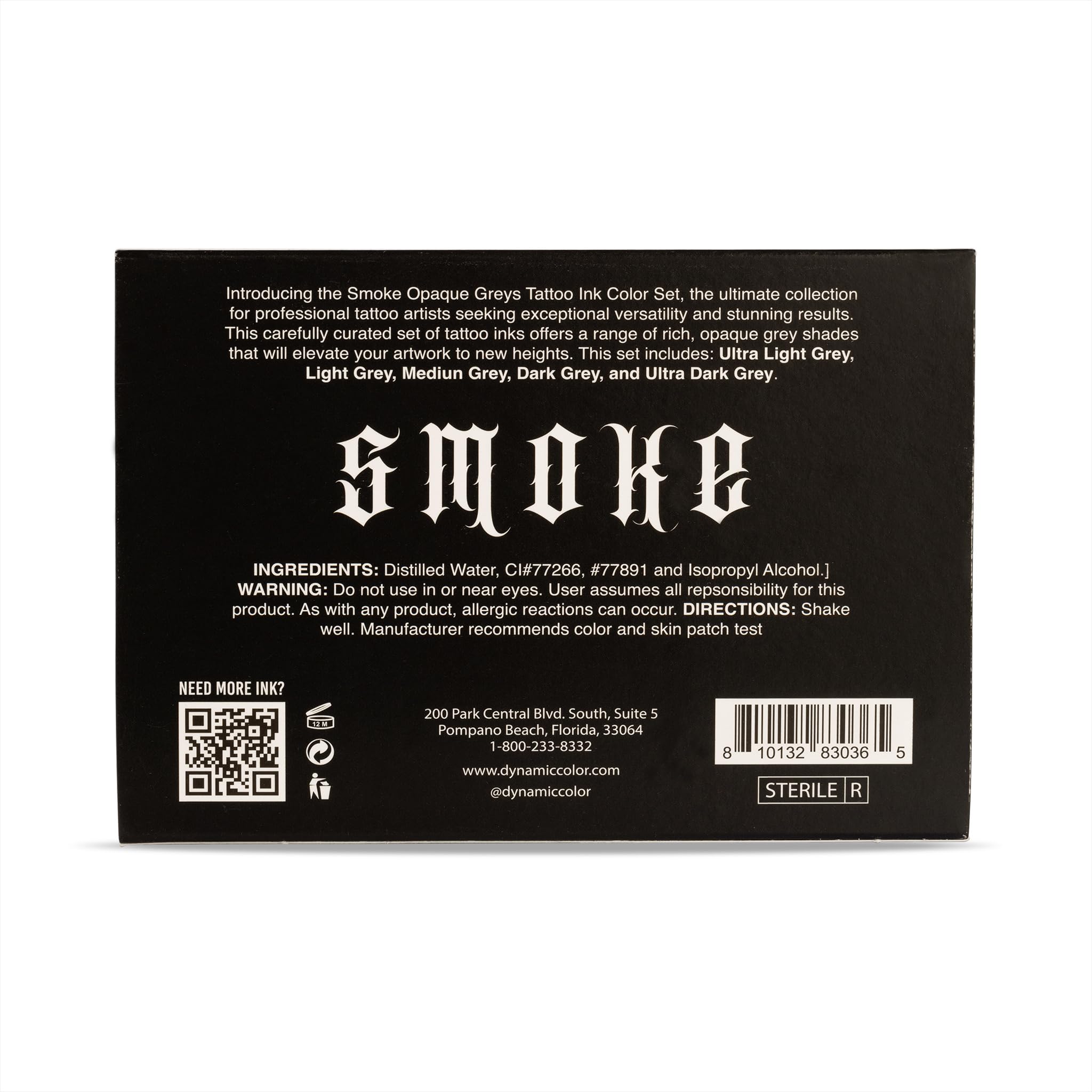 Dynamic Color Co Smoke Set light grey ink for smooth tonal transitions.