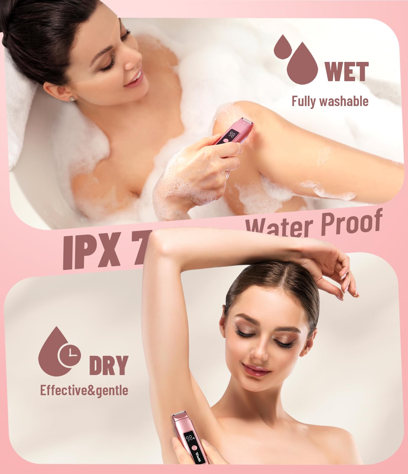 Dynooper ergonomic grip provides steady control in the shower.