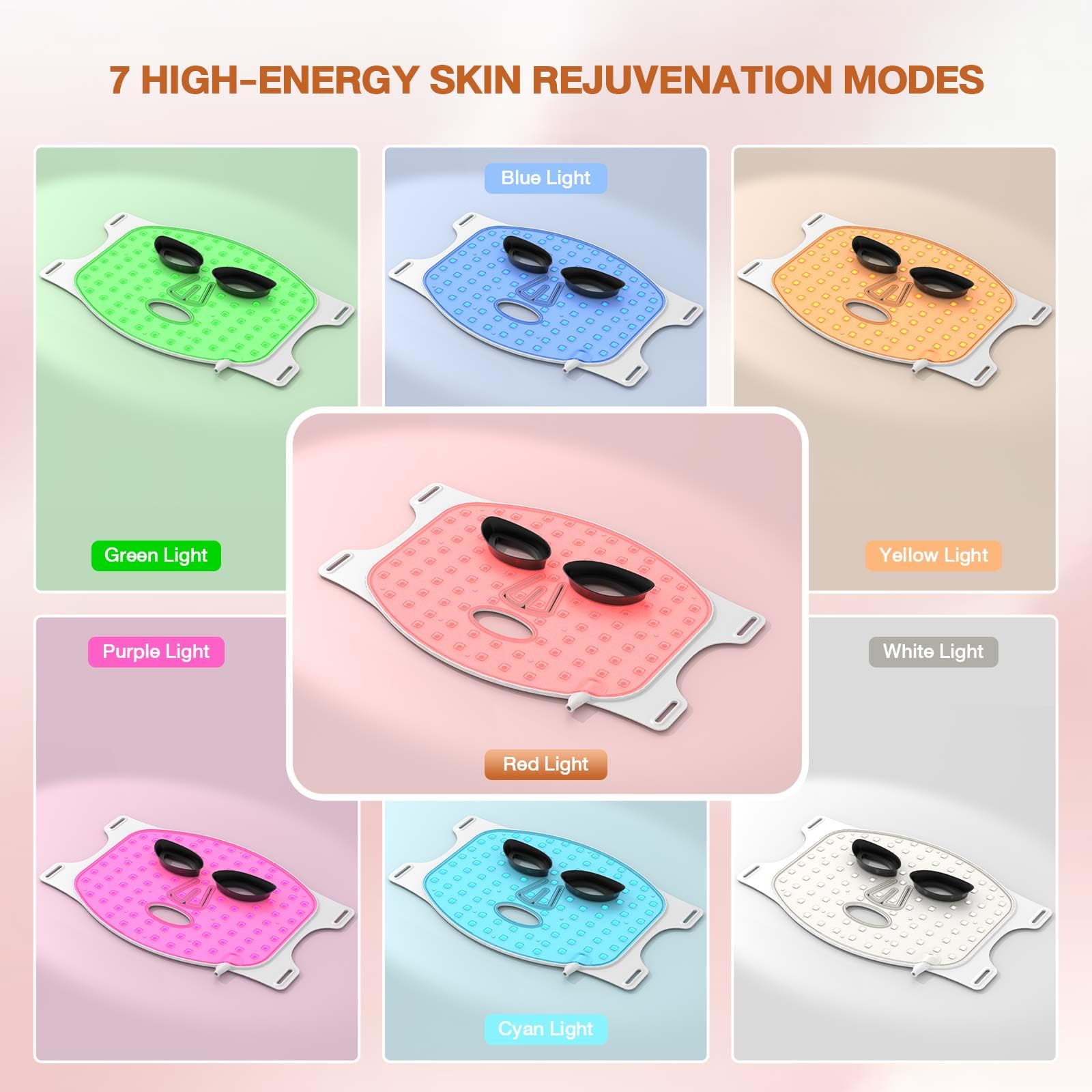 DZAVOK seven wavelength modes display on device for versatile skincare