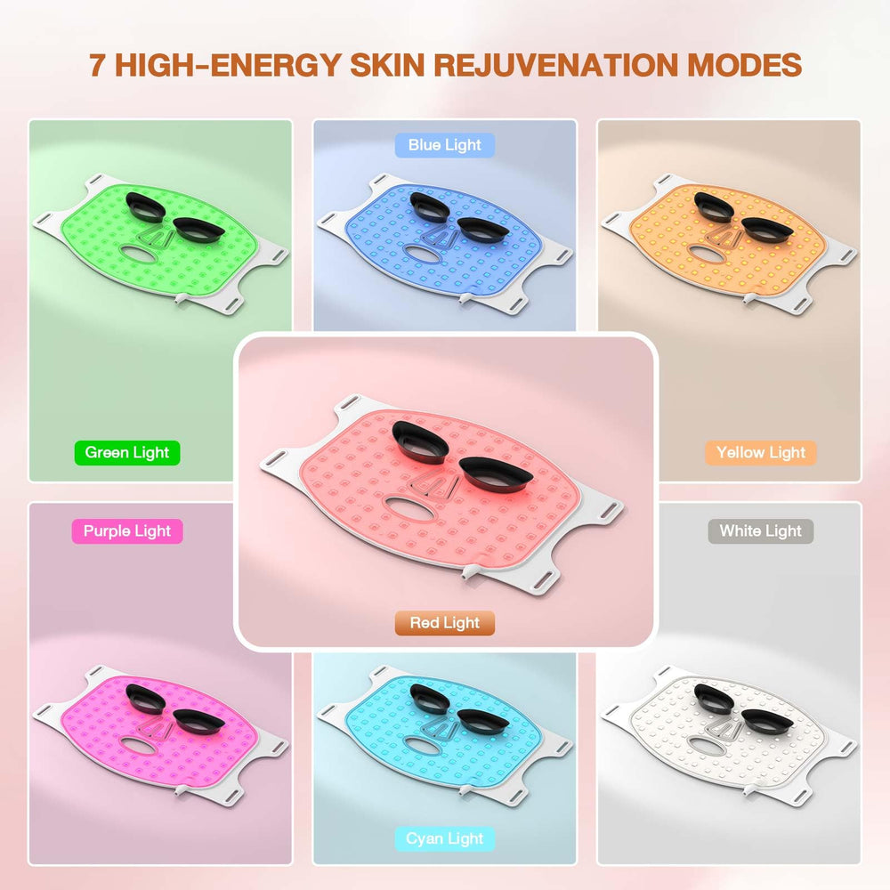 DZAVOK seven wavelength modes display on device for versatile skincare