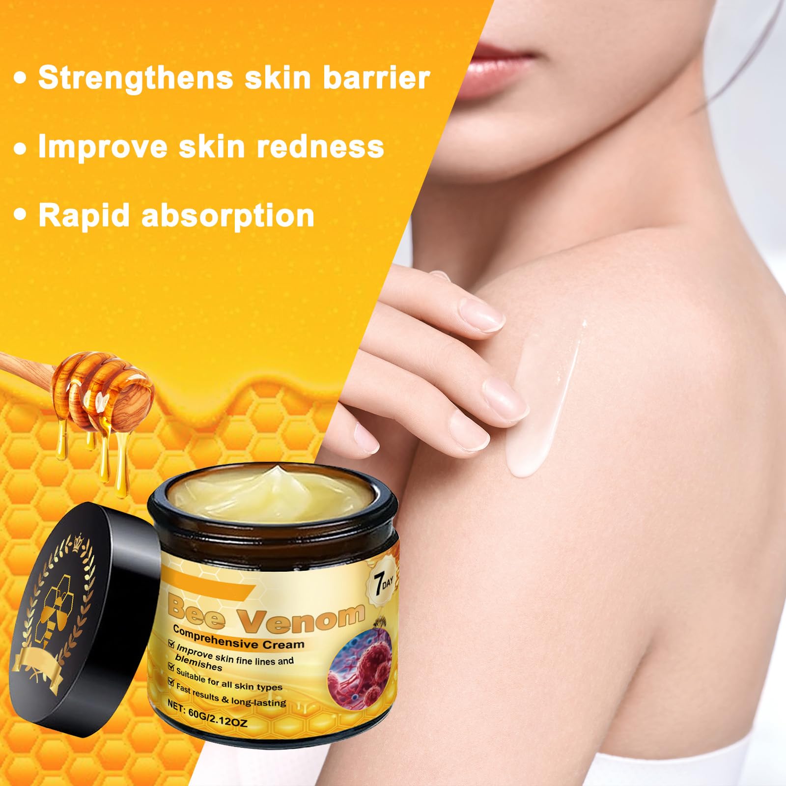 DZCKTFYGRT Bee Venom Cream texture swirl reveals rich, creamy consistency ideal for massage