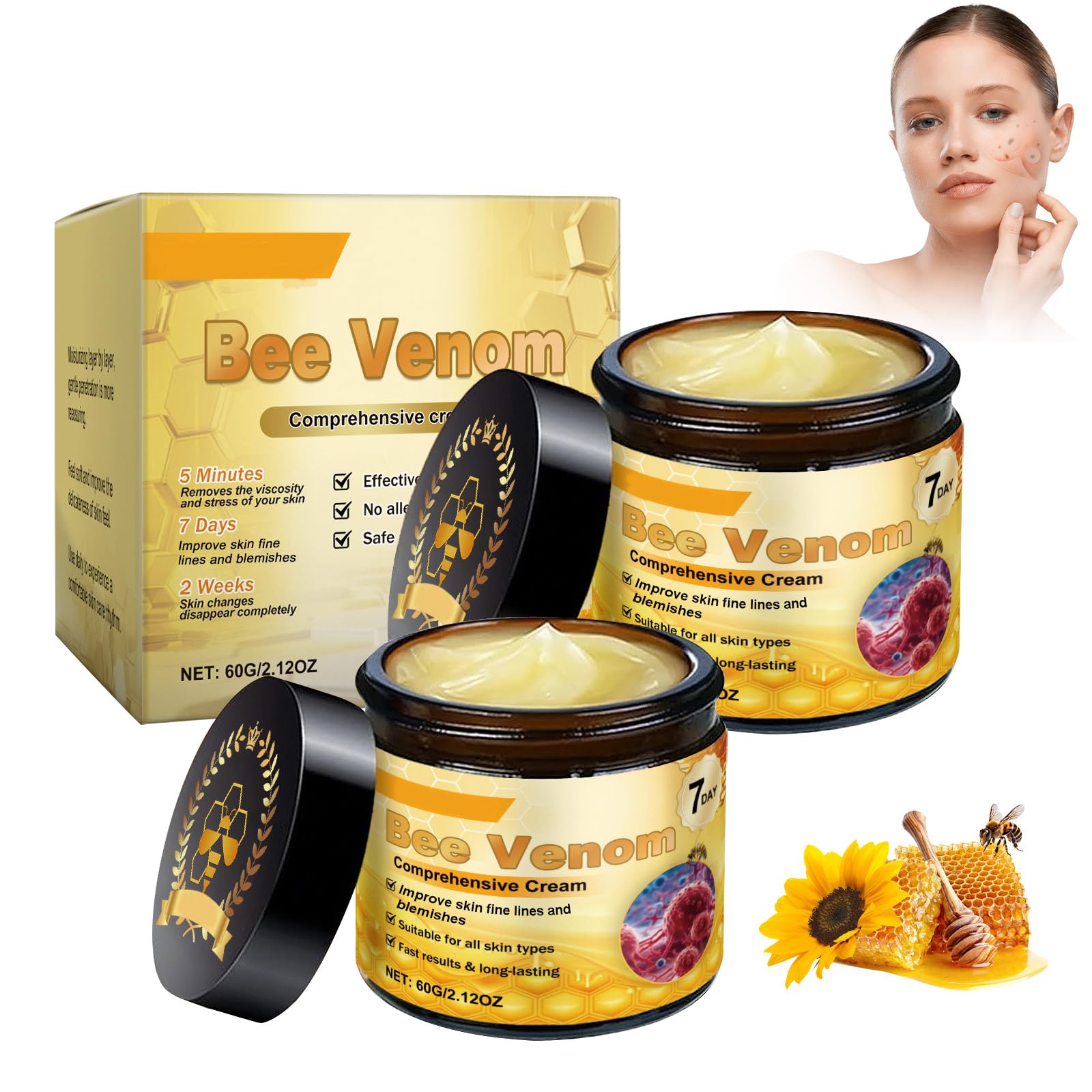 DZCKTFYGRT Bee Venom Cream tube closeup shows smooth texture and firming potential