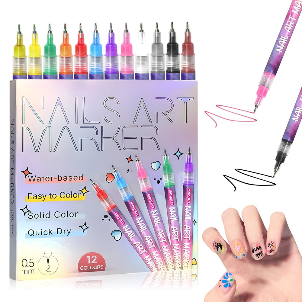 DZCKTFYGRT nail art pens 12 colors set for vibrant, one-stroke coverage.