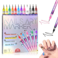 DZCKTFYGRT nail art pens 12 colors set for vibrant, one-stroke coverage.