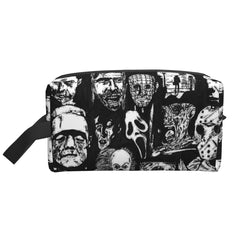 DZGlobal horror icons cosmetic bag front view for travel organization.