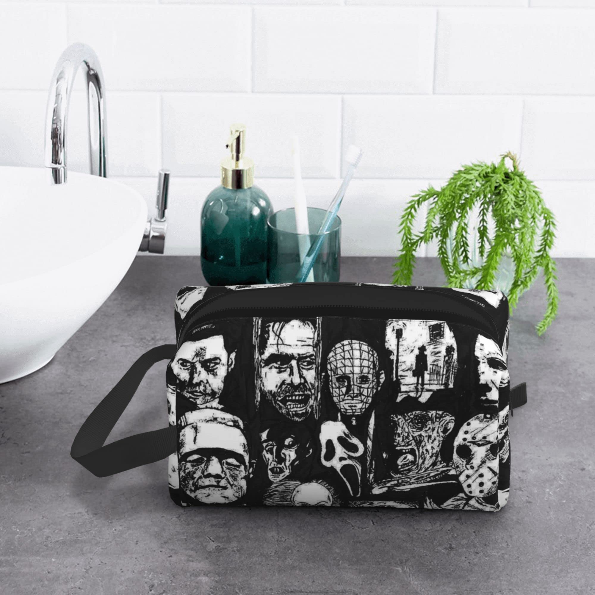 DZGlobal horror icons makeup pouch side view showing compact profile and balance.