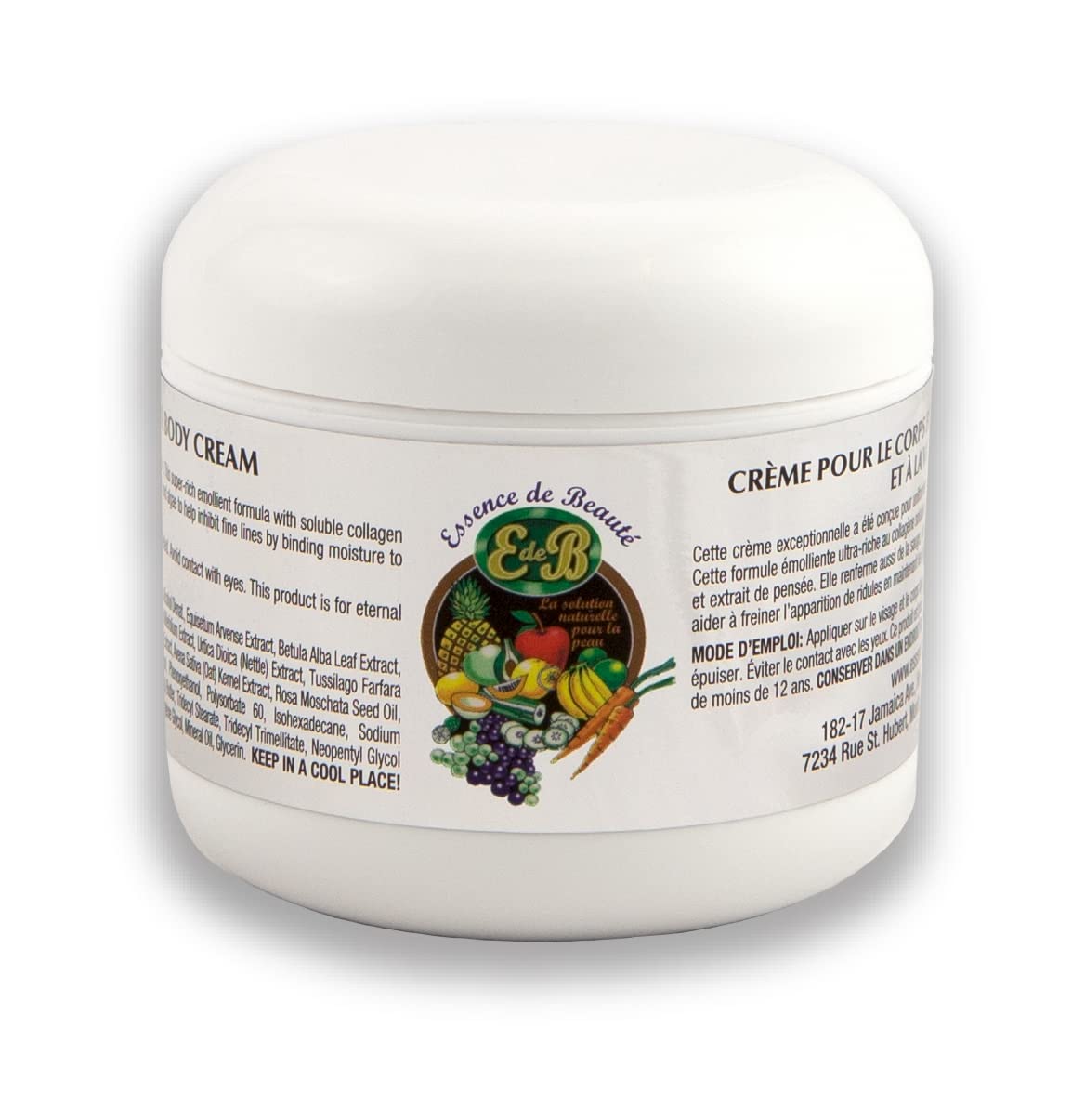 E de B Essence de Beaute Collagen Cream 8oz front view for daily hydration and soft skin.