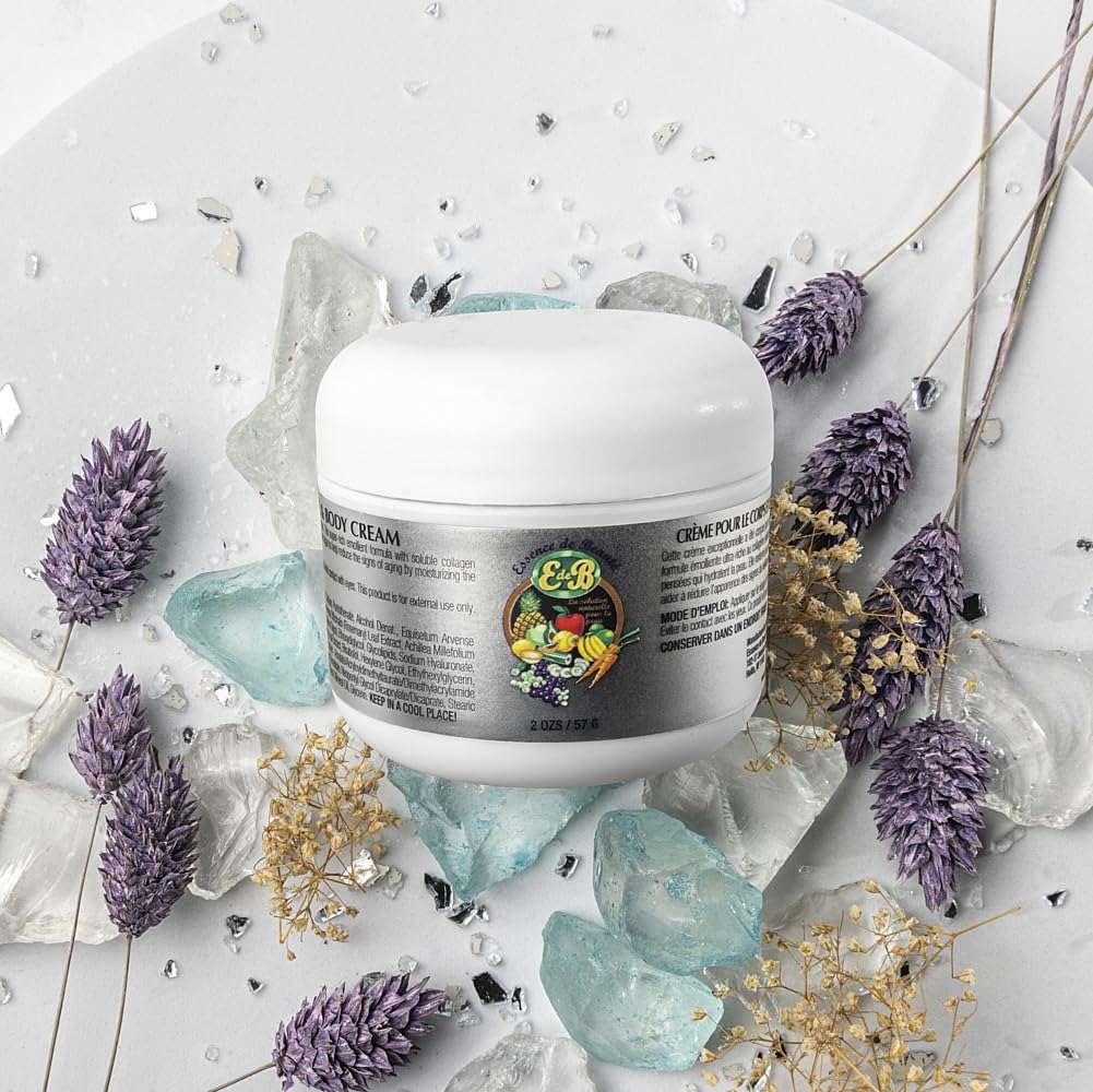 E de B Essence de Beaute cream texture close-up highlighting Vitamin E boost for skin nourishment