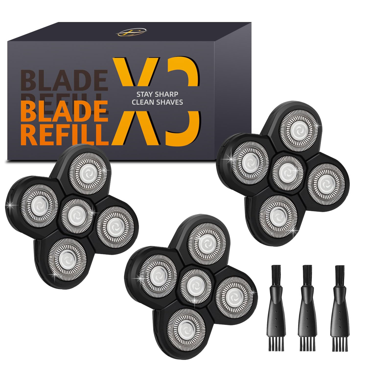 E-Hunter Freedom Grooming replacement blades close-up showing premium stainless steel for precise shaving.