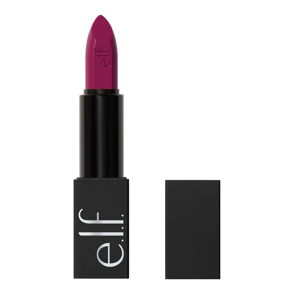 e.l.f. O Face Satin Lipstick packaging with magnetic cap signals premium storage and security.
