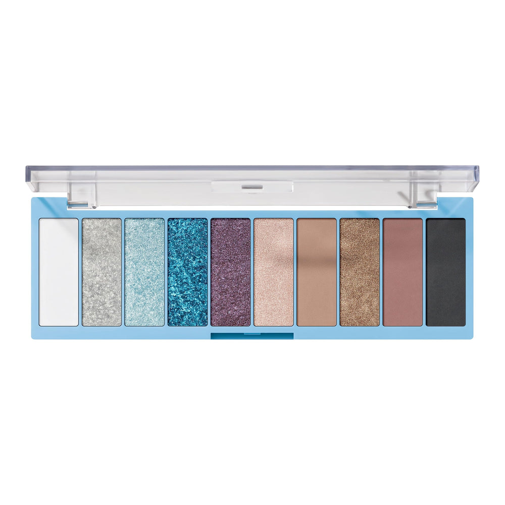 e.l.f. Perfect 10 palette compact showing bold blues and purples for striking looks