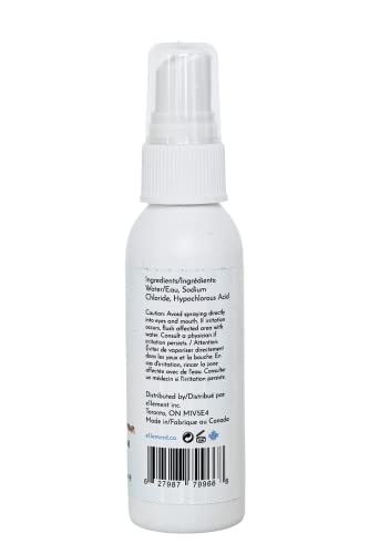 e11ement hypochlorous cleanser bottle on bathroom shelf beside towels for daily toning.