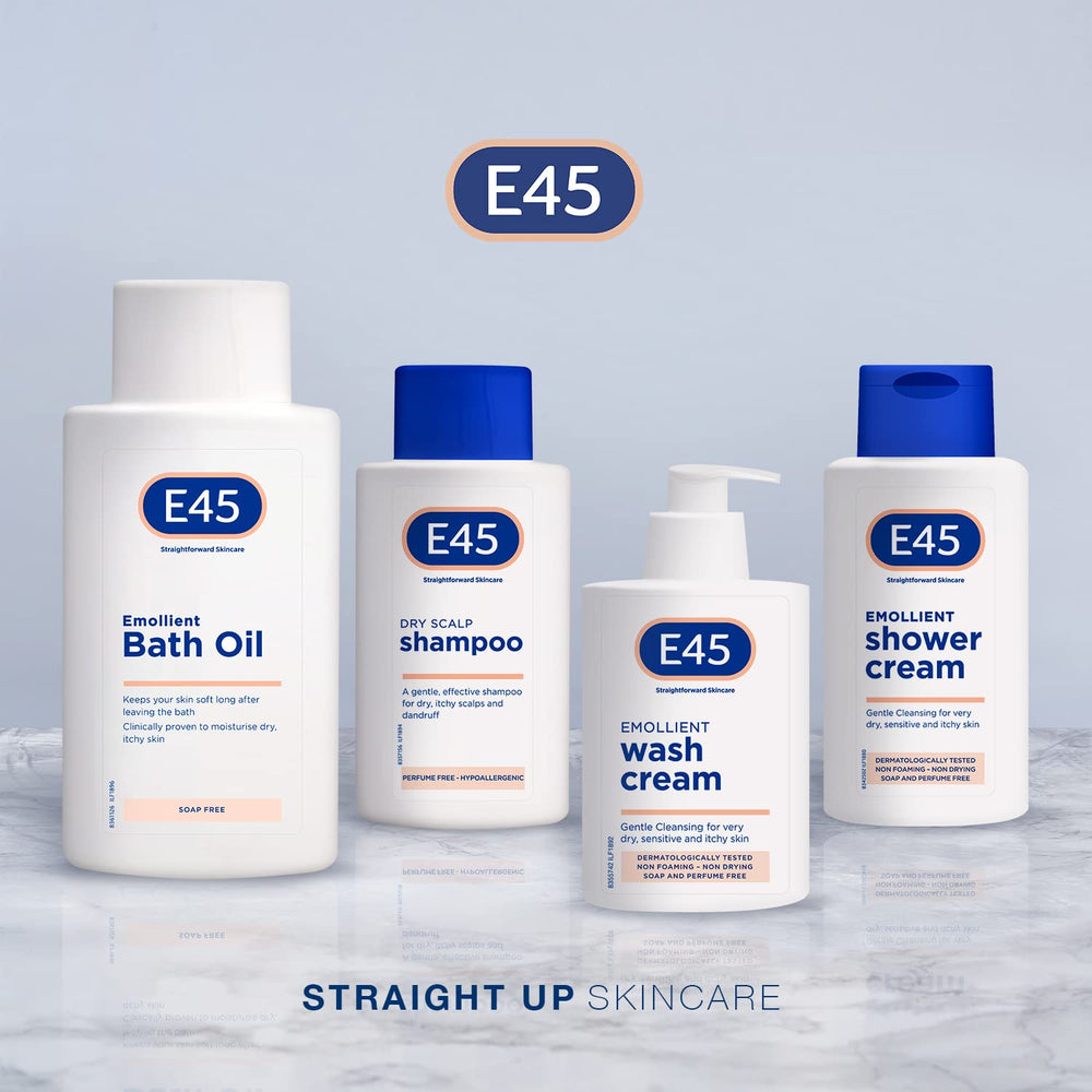 Cabello con caspa reducido gracias a E45 Shampoo Dermatológico.
