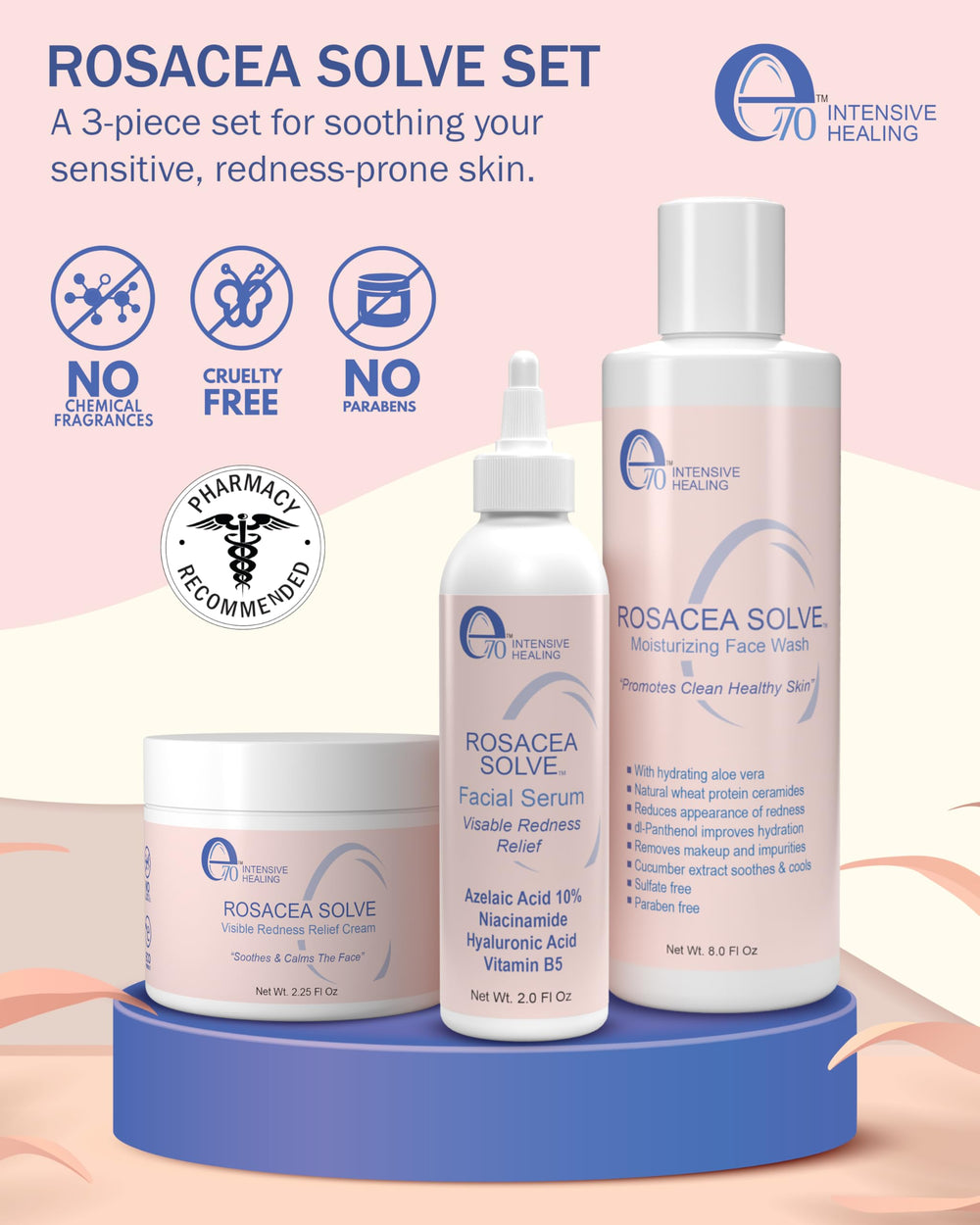 e70 rosacea cream tube - non-greasy relief for redness and irritation.