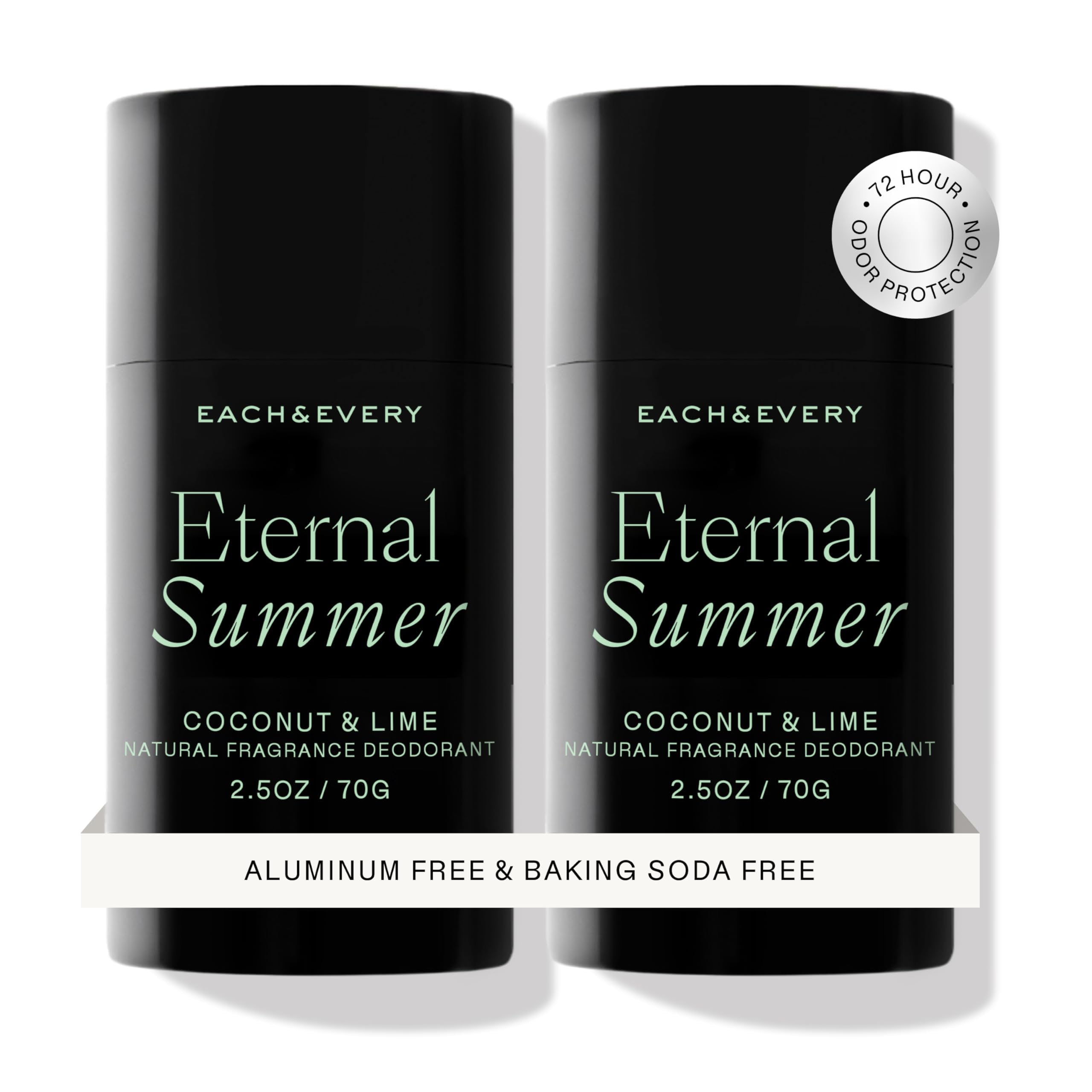 Each & Every aluminum-free coconut lime deodorant bottle front view for all-day freshness
