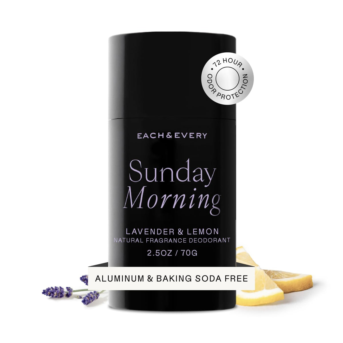 Each &amp; Every aluminum-free deodorant lavender lemon 2.5oz provides gentle protection for sensitive skin.