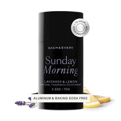 Each &amp; Every aluminum-free deodorant lavender lemon 2.5oz provides gentle protection for sensitive skin.