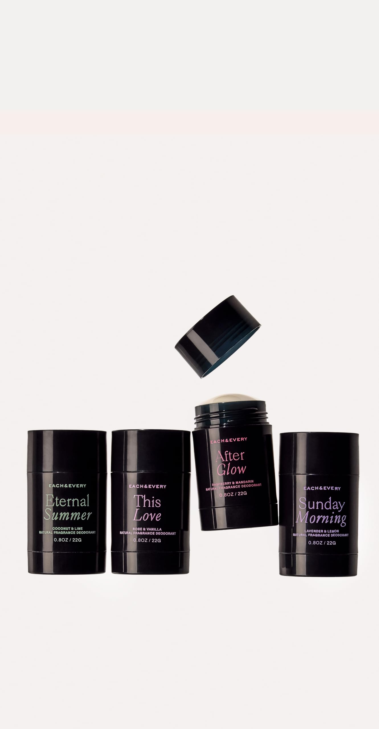 Each & Every underarm-application demonstrates easy, everyday use with gentle, aluminum-free formula.