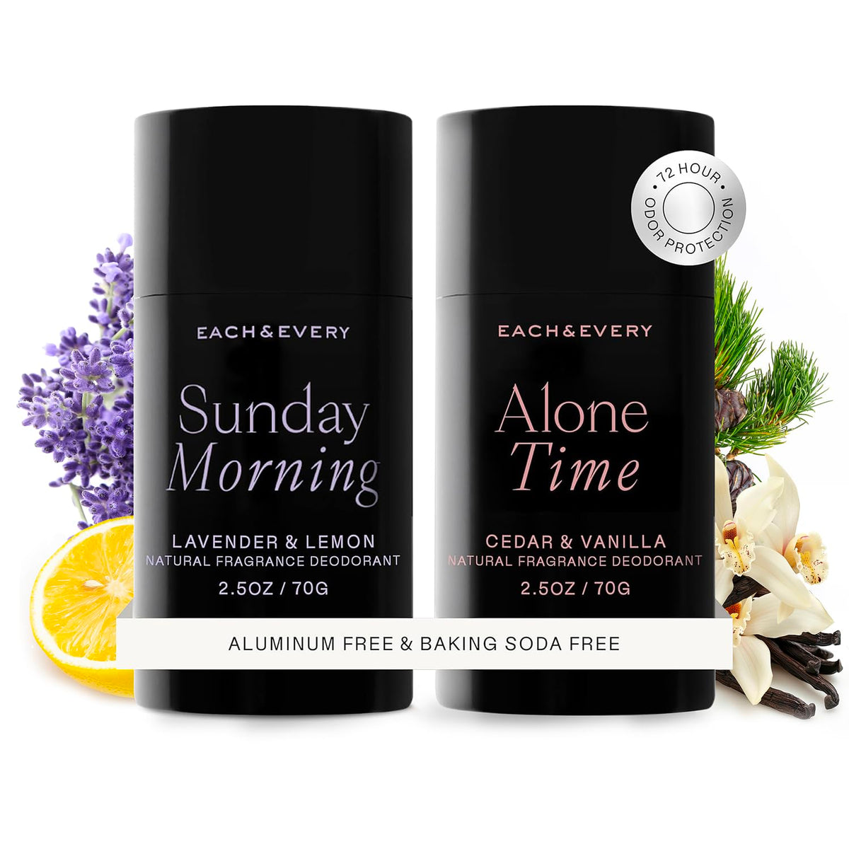 Each & Every lavender lemon aluminum-free deodorant bottle for all day freshness