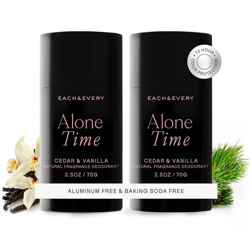 Each & Every cedar-vanilla deodorant pack provides all-day odor protection.